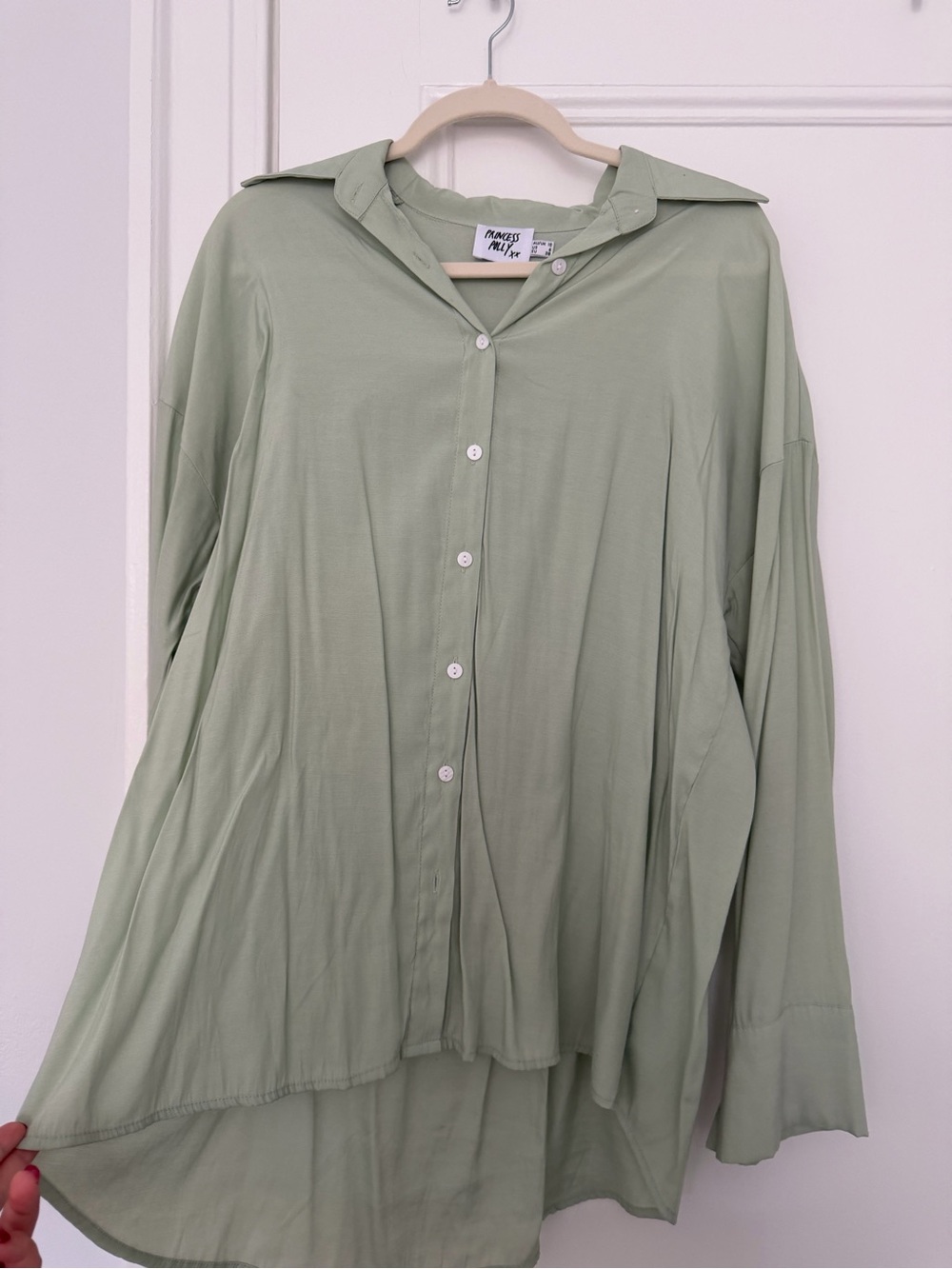 Princess Polly Relaxed Button-Down Shirt - Sage Green